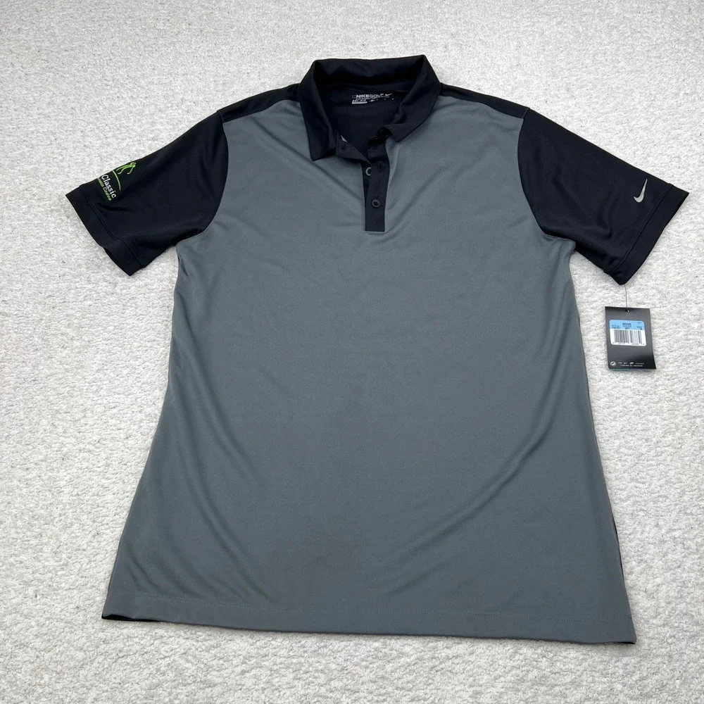 Nike Golf Dri-FIT Polo Shirt M Table Mountain Fresno‎ Gray Black Colorblock NWT